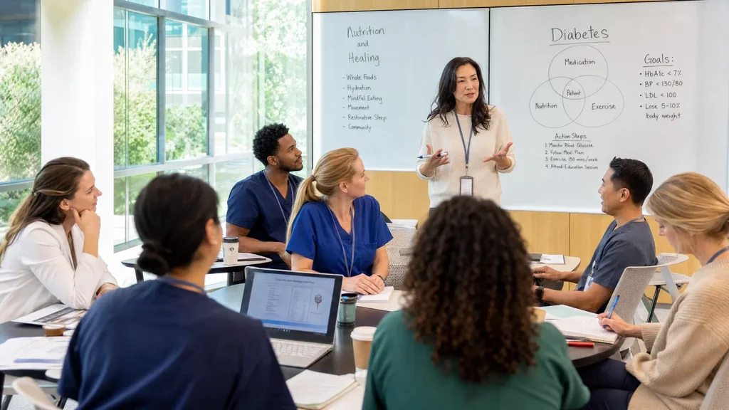 Healthcare professionals engaged in training