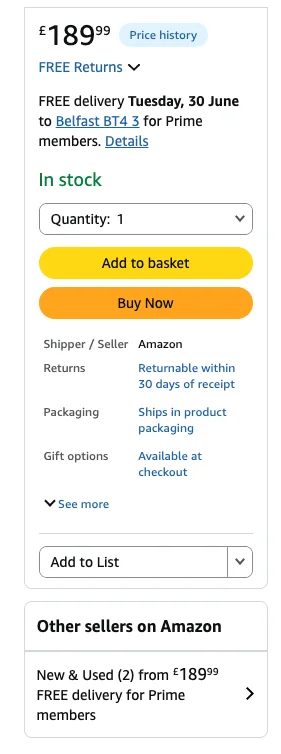 Amazon Buy Box Example