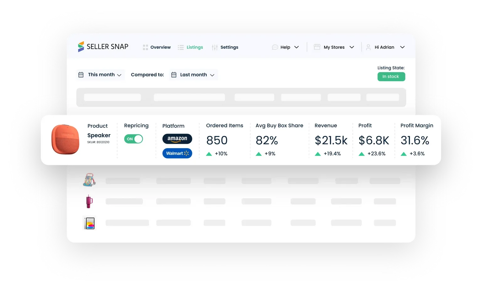 SellerSnap dashboard