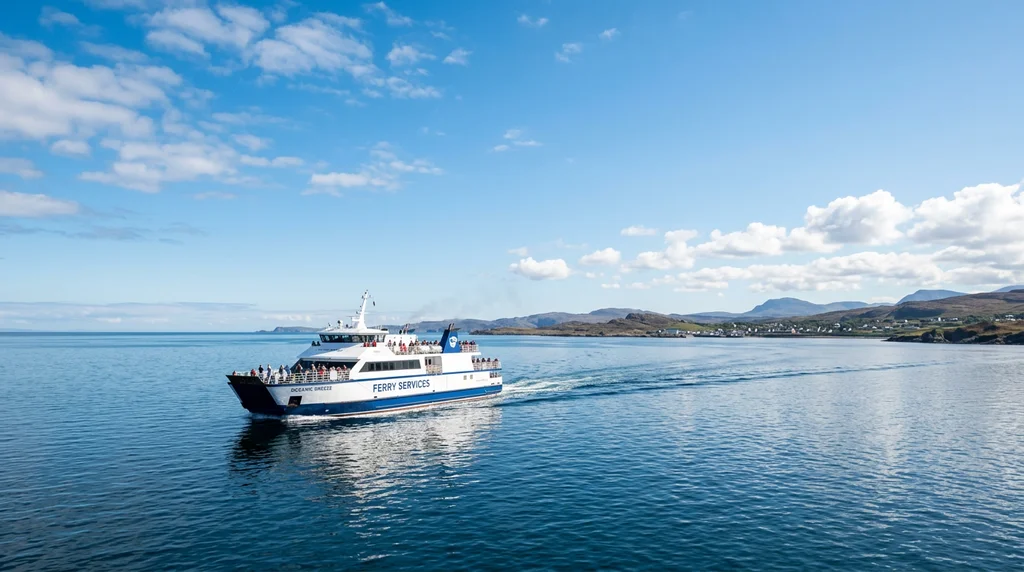 A ferry crossing on a clear day.