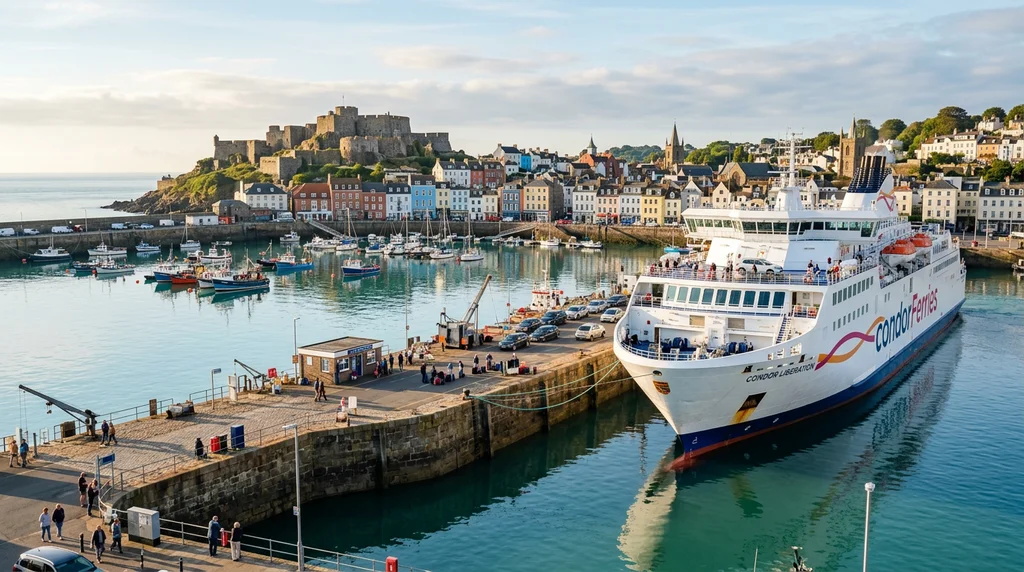 A ferry port serving the Channel Islands.