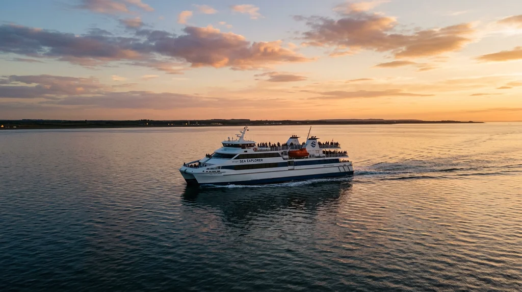 A ferry crossing towards the near-continent for onward travel to Belgium.