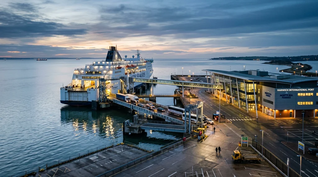 A ferry port used for crossings towards Denmark.