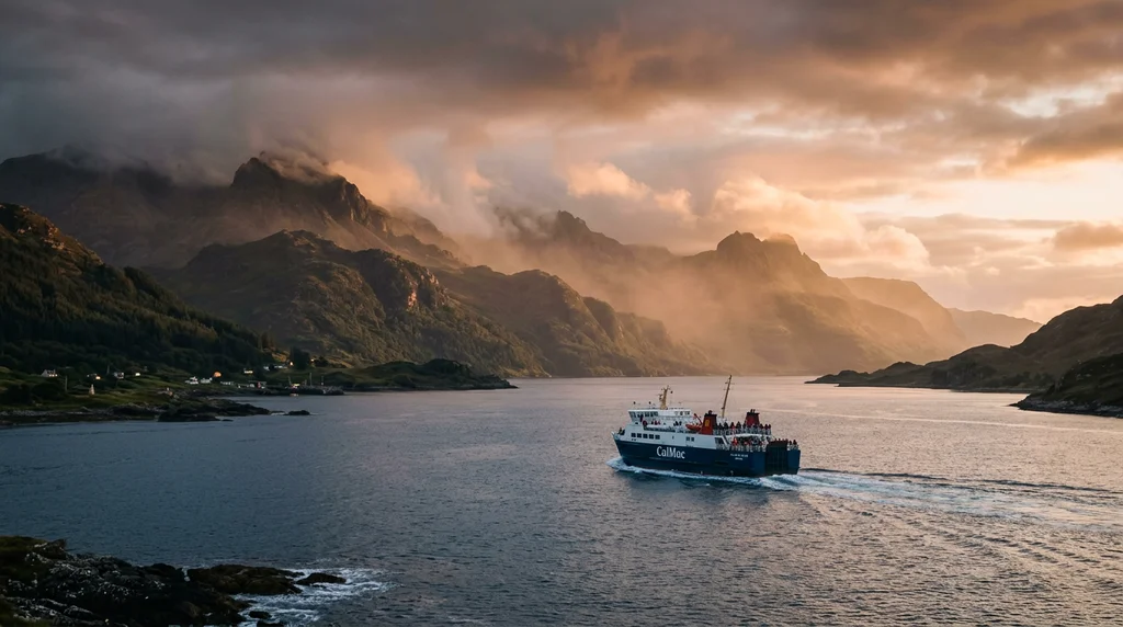 A ferry crossing between islands on Scotland's west coast.