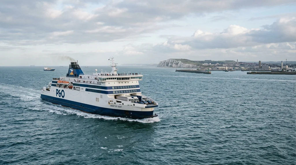 A ferry crossing towards the continent for onward travel to Belgium.