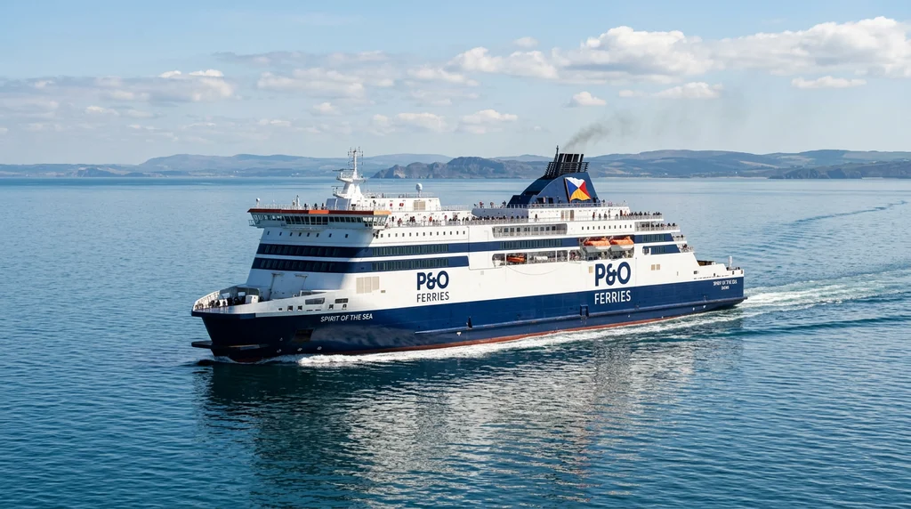 A P&O-style ferry crossing the Channel.