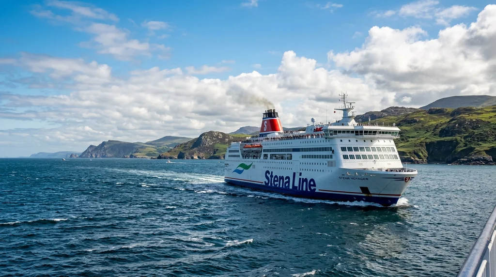 An Irish Ferries-style cruise ferry crossing the Irish Sea.