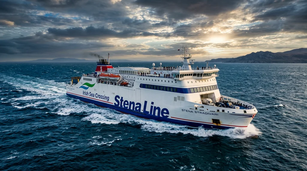 A ferry crossing the Irish Sea between Britain and Ireland.