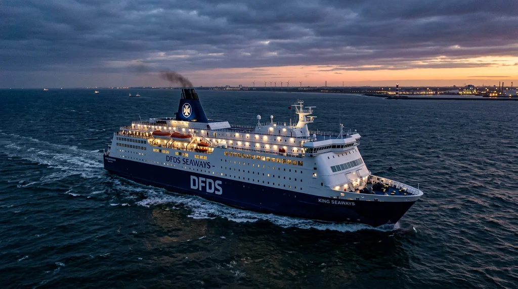 An overnight ferry crossing the North Sea towards Rotterdam.