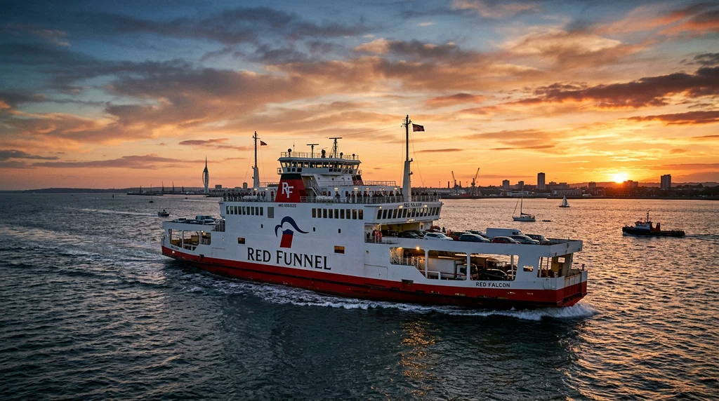 A Red Funnel ferry crossing the Solent to the Isle of Wight.