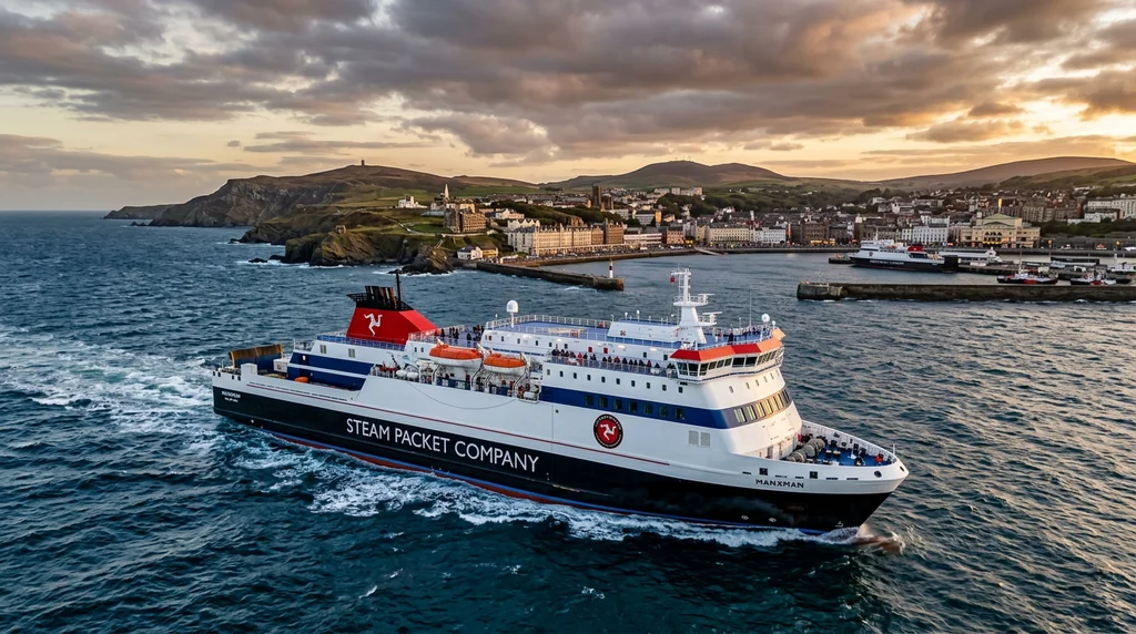 An Isle of Man Steam Packet ferry crossing the Irish Sea.
