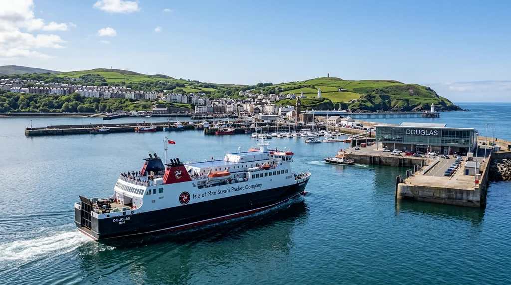 A ferry arriving at Douglas on the Isle of Man.