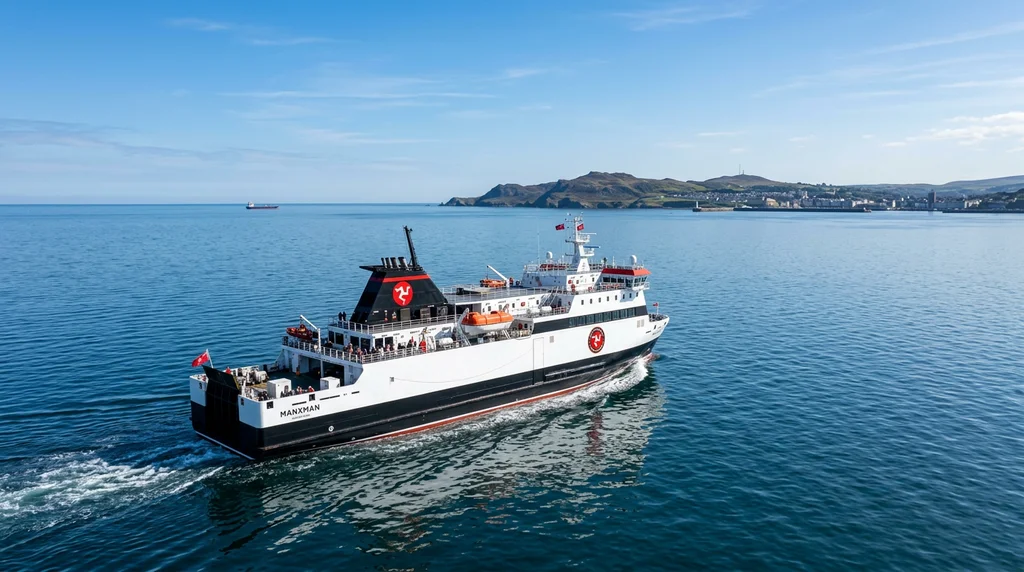 An Isle of Man Steam Packet ferry crossing to Douglas.