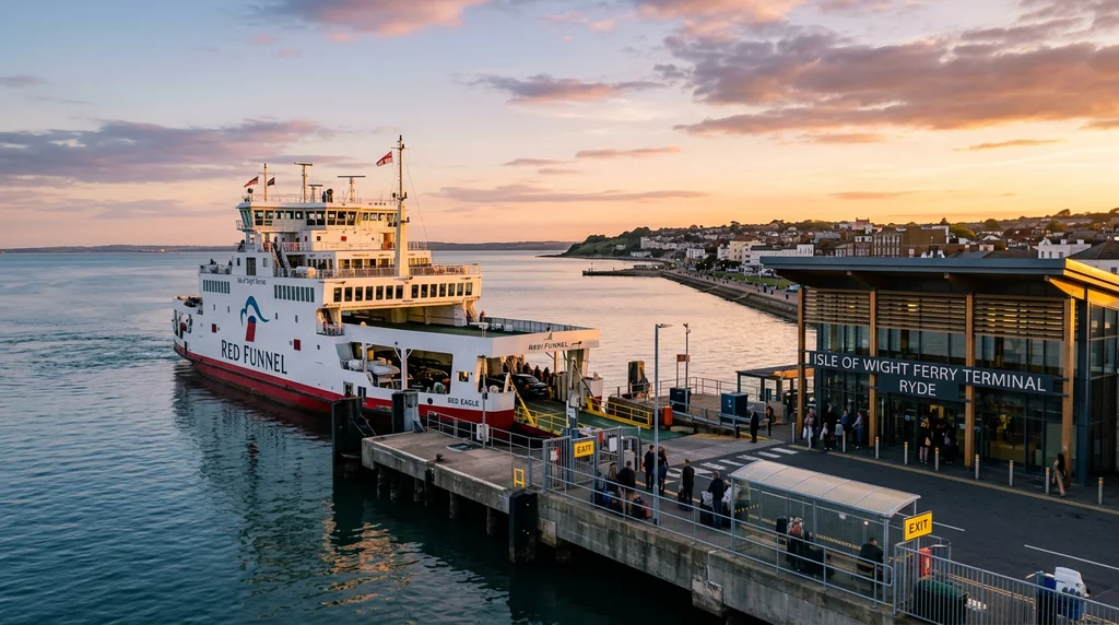 A ferry port serving the Isle of Wight.