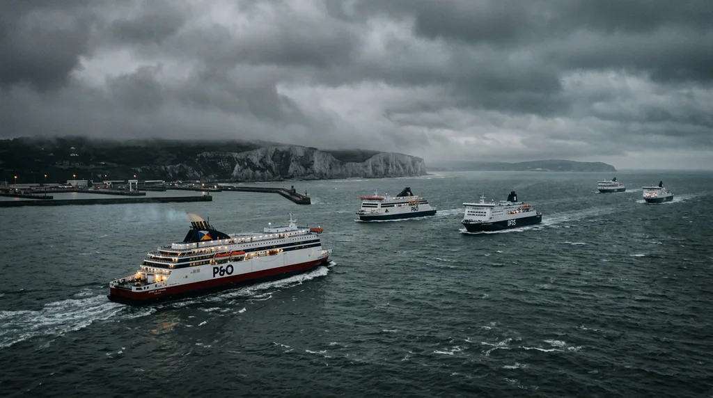Cross-Channel ferries operated by the companies sailing between the UK and France.