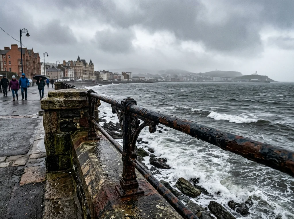 Coastal view of Douglas Bay promenade, representing the Isle of Man ferry routes