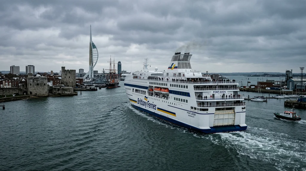 Cruise ferry departing Portsmouth harbour