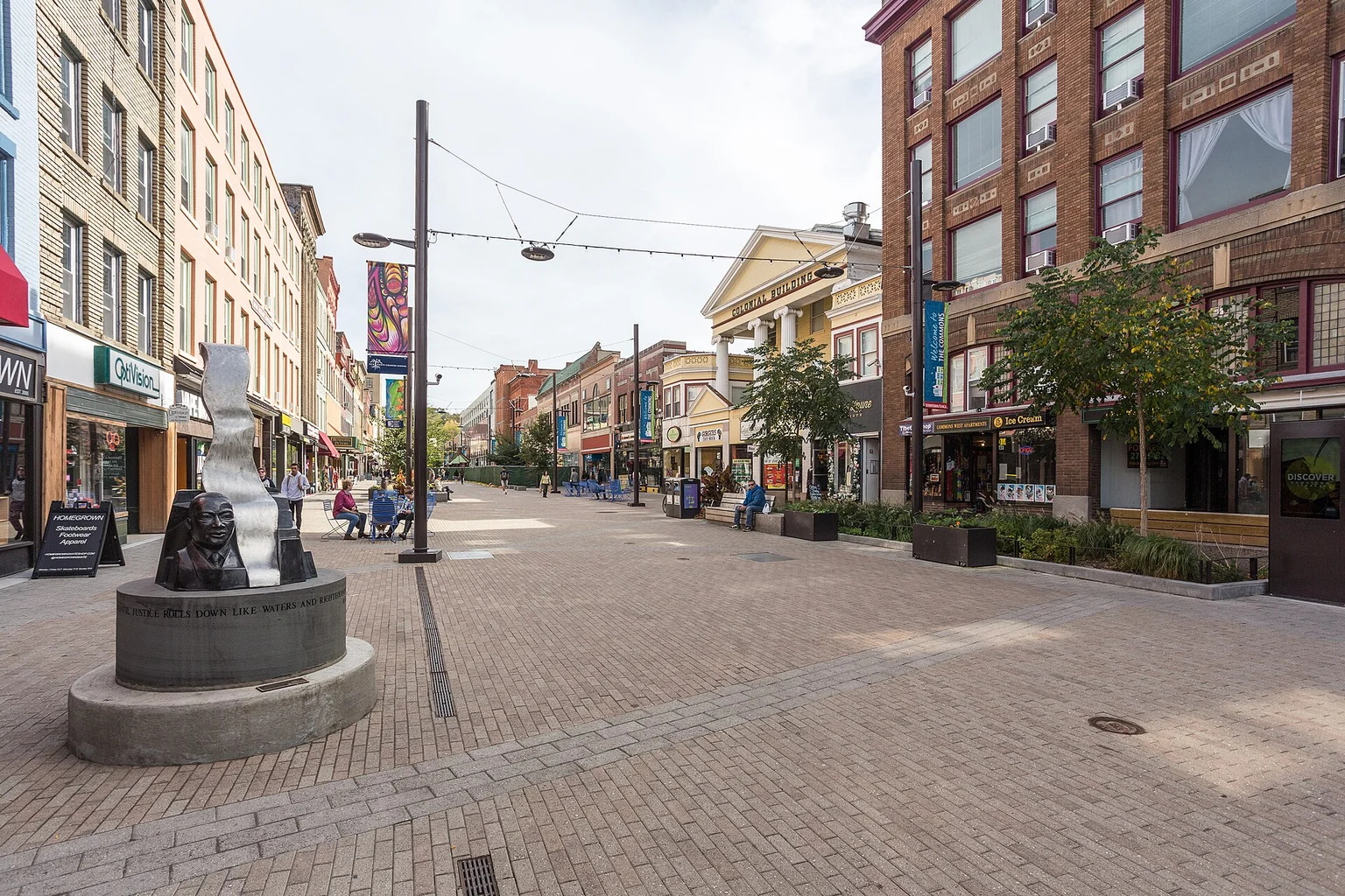 The shops and public spaces of the Ithaca Commons