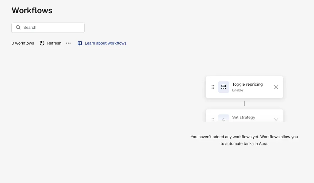 Aura workflows section showing automation chains