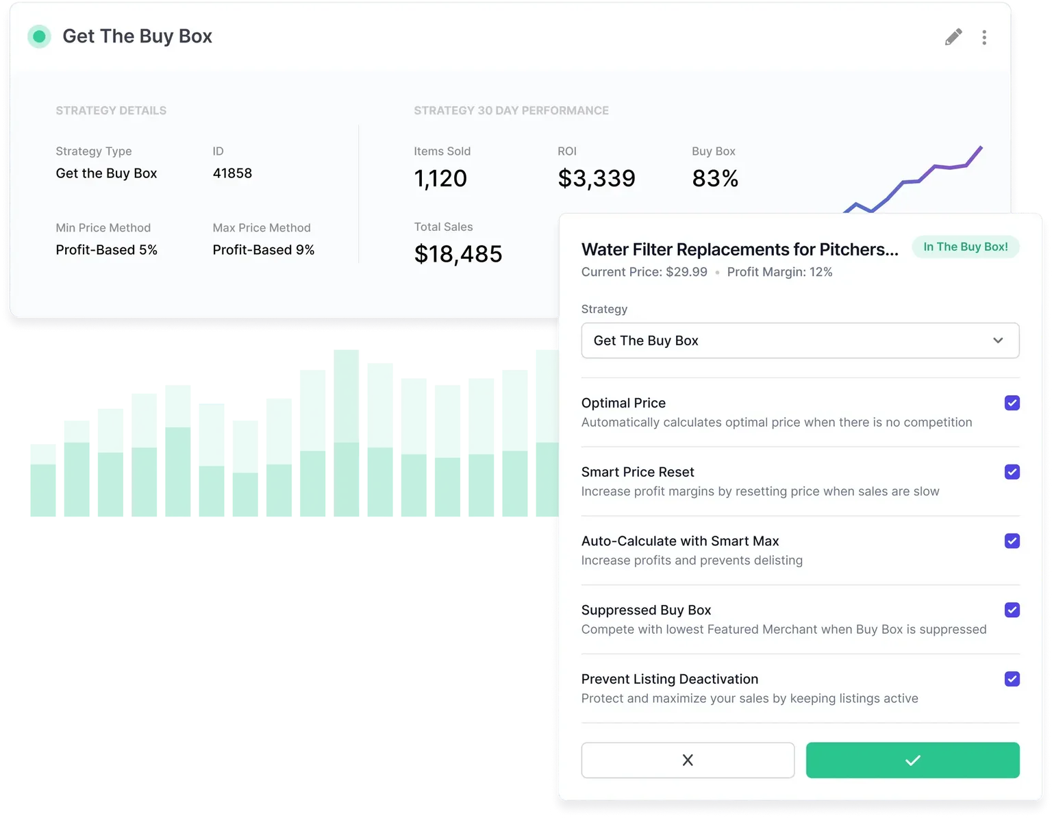 Informed Repricer repricing strategies configuration screen