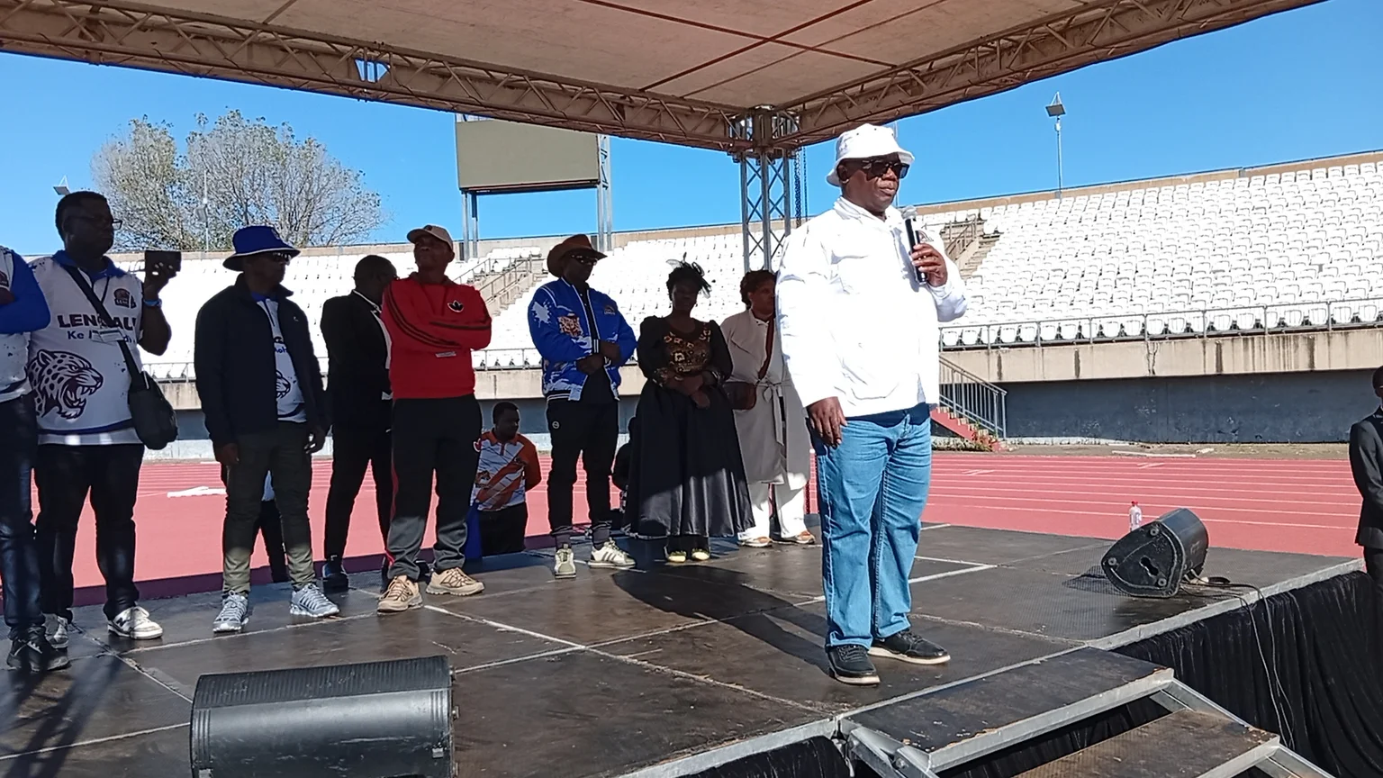 President Ntate Thabo Thedingwana addressing the crowd