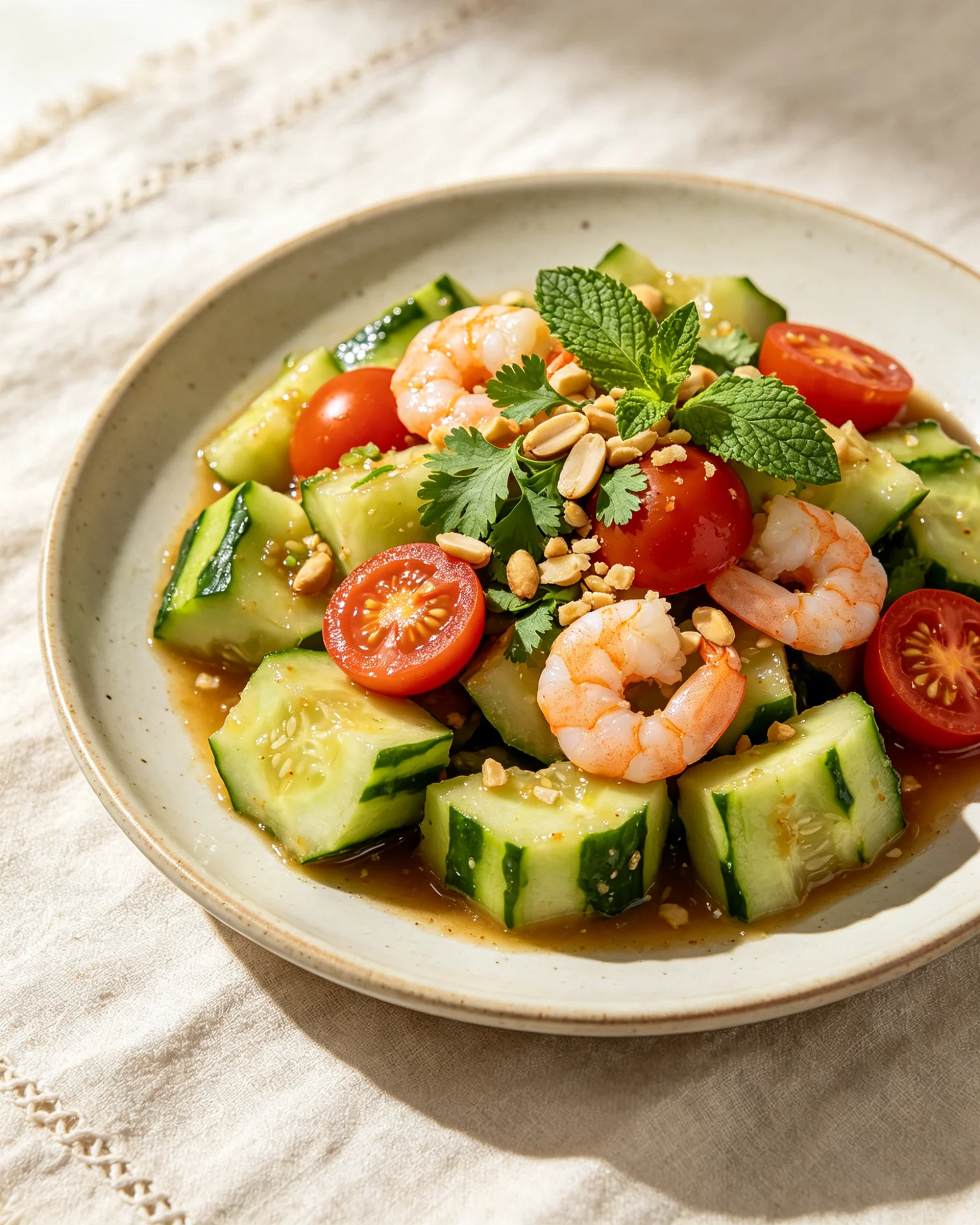 Thai Cucumber and Shrimp Salad (Tam Taeng)