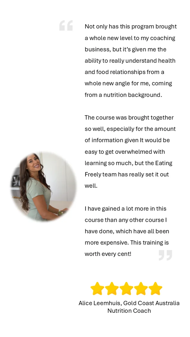 Testimonial from Alice Leemhuis, Nutrition Coach