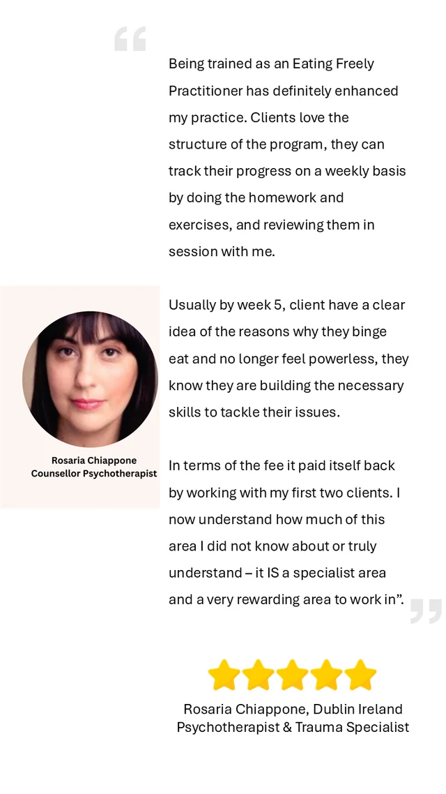 Testimonial from Rosaria Chiappone, Psychotherapist