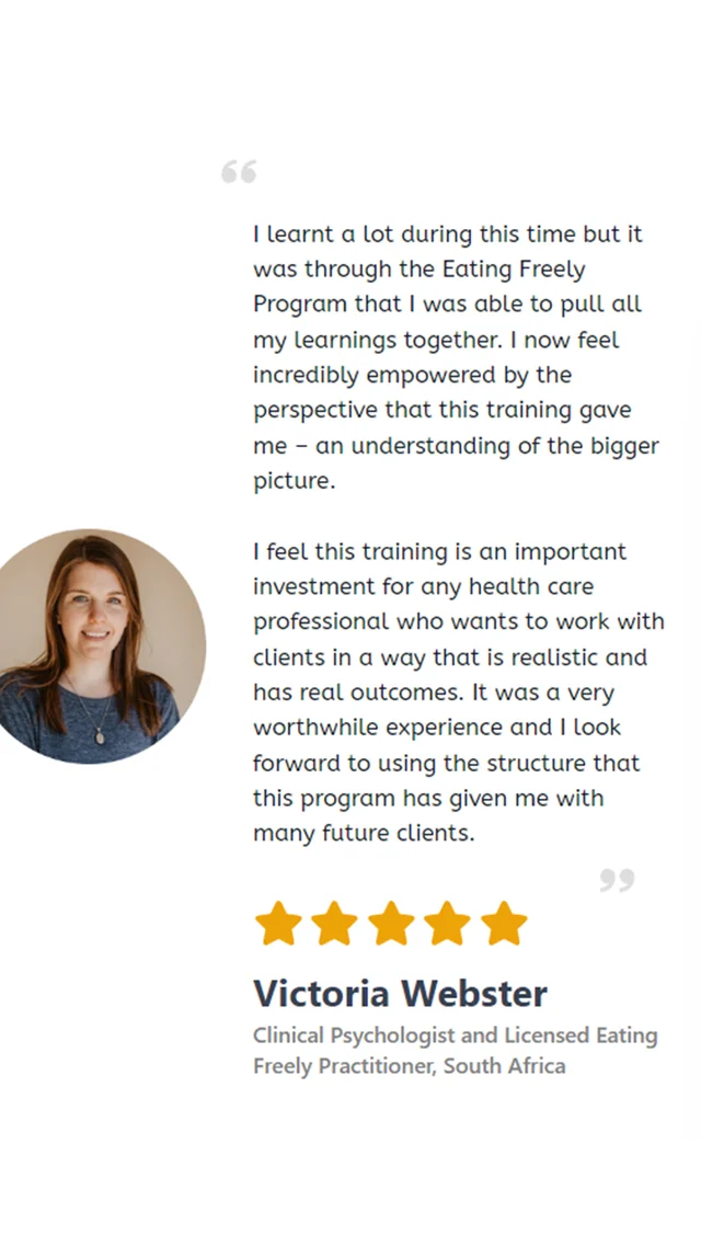 Testimonial from Victoria Webster, Clinical Psychologist