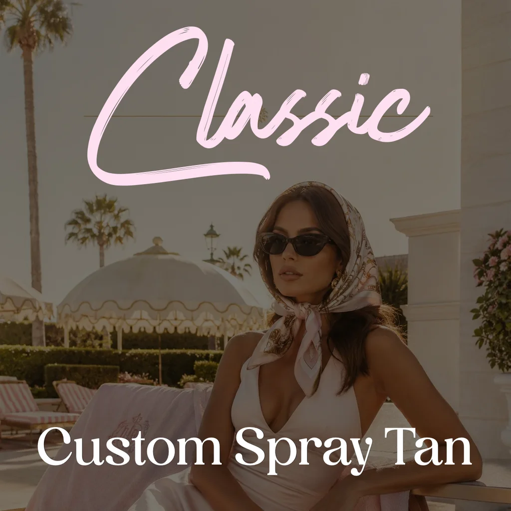 Client showcasing their finished tan